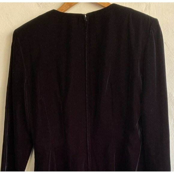 COPY - Vintage Maggy London Dress Size 10 Black Velvet Asian Inspired Long Slee… - Picture 9 of 10